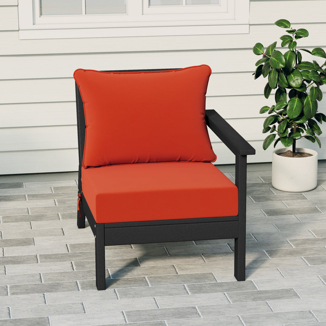 Avalon Outdoor Patio HDPE Right Arm Sectional Corner Club Chair with Patio Cushions