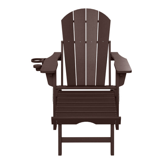 Malibu Folding Adjustable Adirondack Chair with Retractable Ottoman and Cup Holder