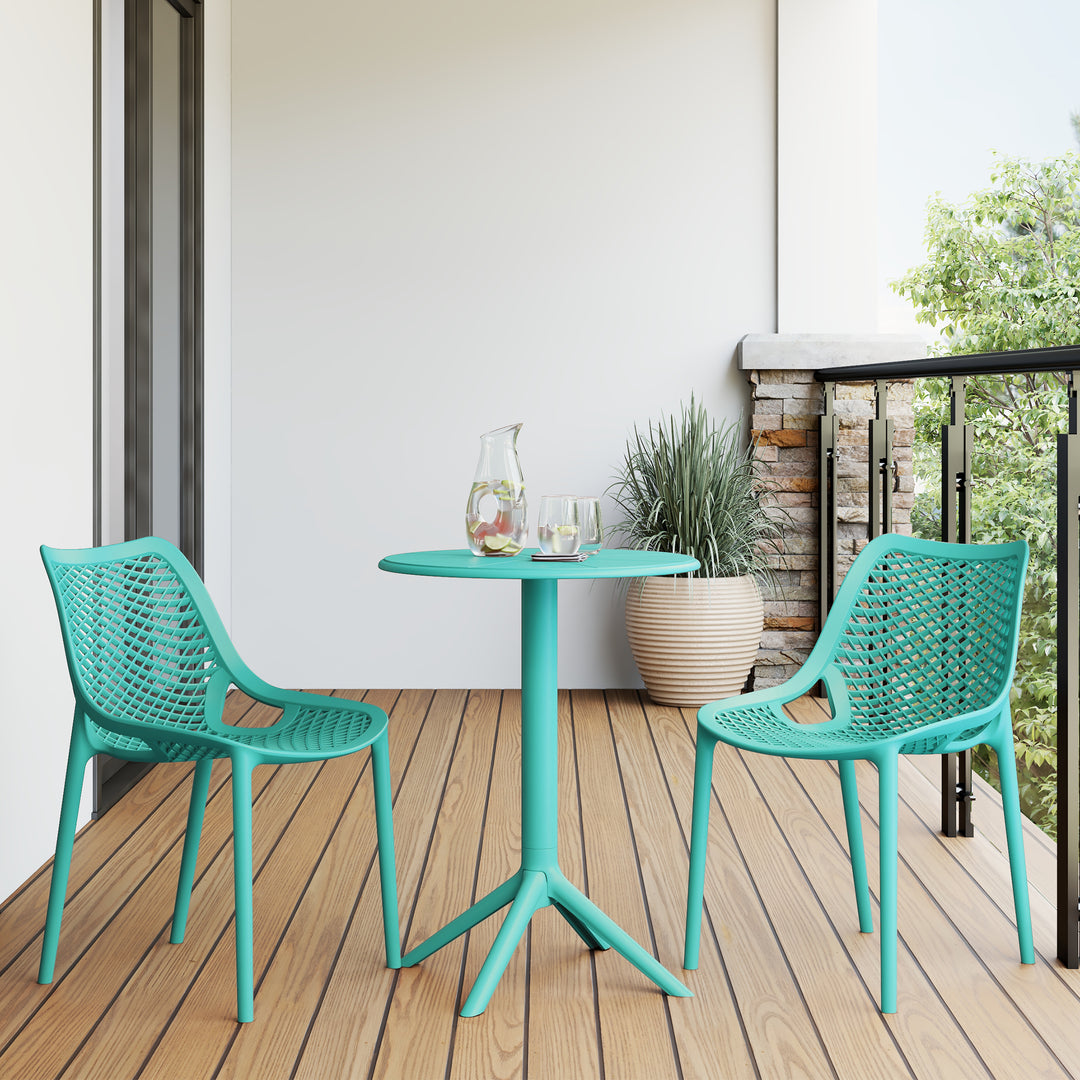 Playa 3-Piece Outdoor Resin Patio Bistro Set with Stackable Patio Dining Side Chairs