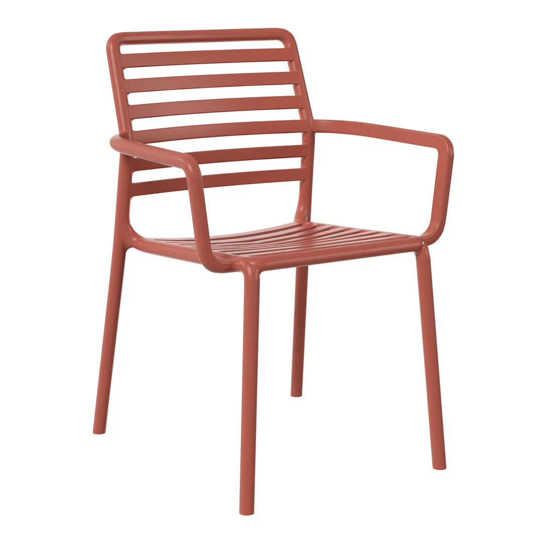Playa Outdoor Stackable Polypropylene Plastic Resin Dining Armchairs (Set of 4)