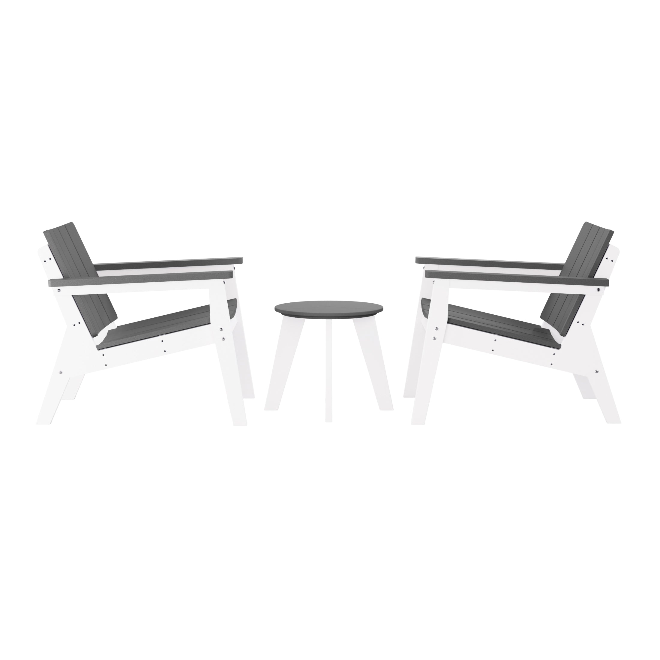 Pacifica 3-Piece Outdoor HDPE Conversation Set with Deep Seating Chairs and Round Side Table