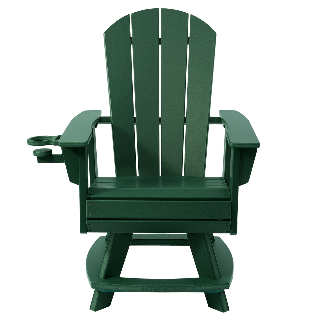 Malibu Outdoor HDPE Swivel Adirondack Patio Dining Chair With Cup Holder