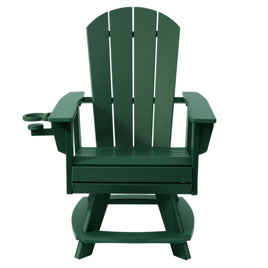 Malibu Outdoor HDPE Swivel Adirondack Patio Dining Chair With Cup Holder
