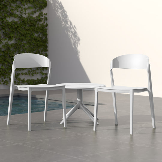 Playa Outdoor Modern Stackable Plastic Patio Bistro Dining Side Chairs (Set of 2)