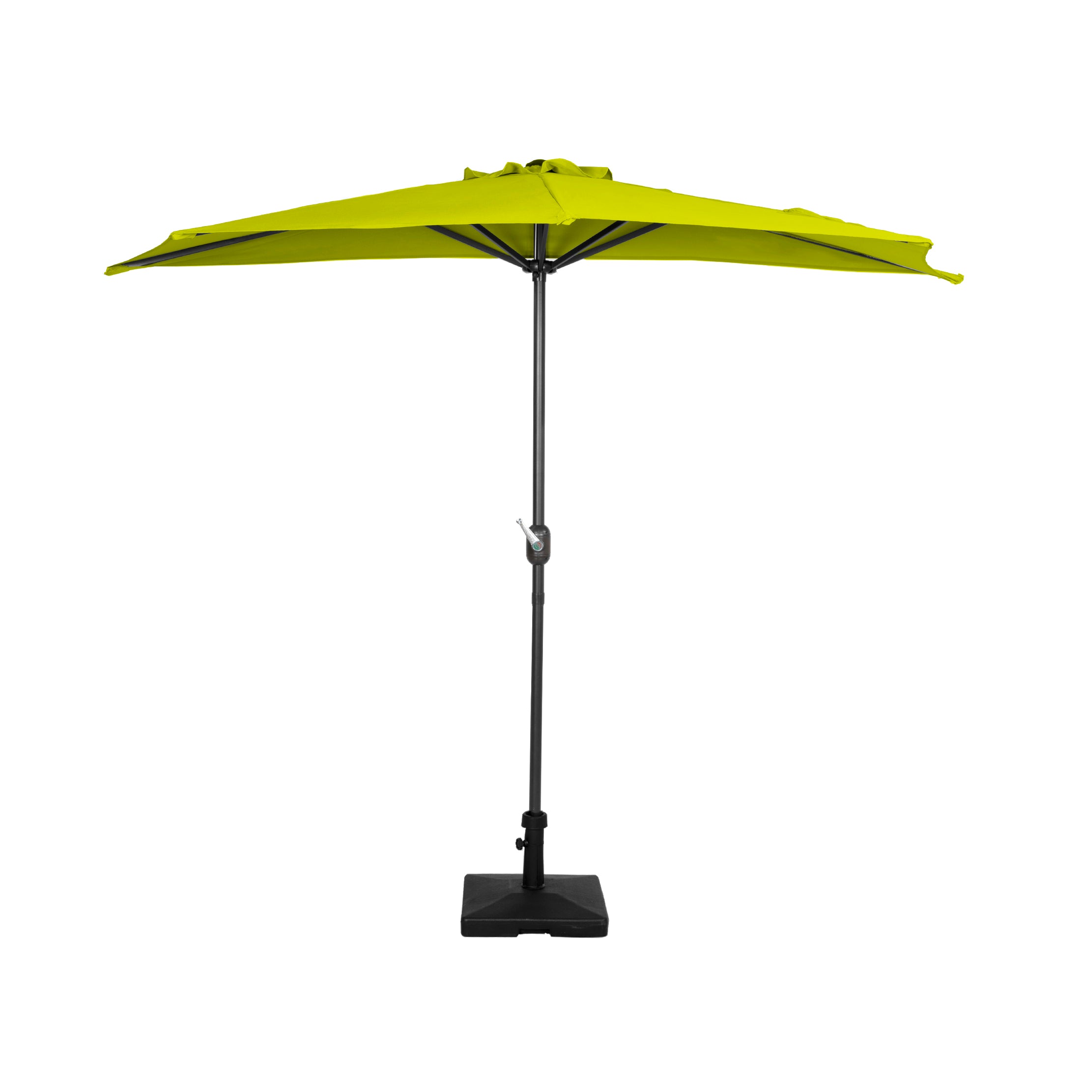 Lanai 9 ft. Aluminum Half Market Crank Lift Patio Umbrella with Base