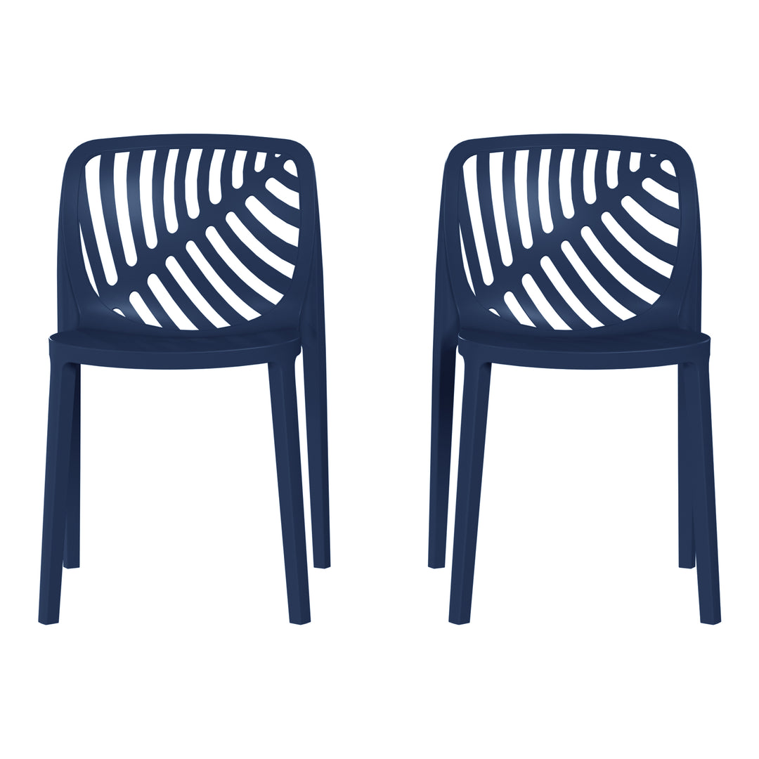 Playa Outdoor Modern Stackable Polypropylene Plastic Patio Bistro Dining Side Chairs (Set of 2)