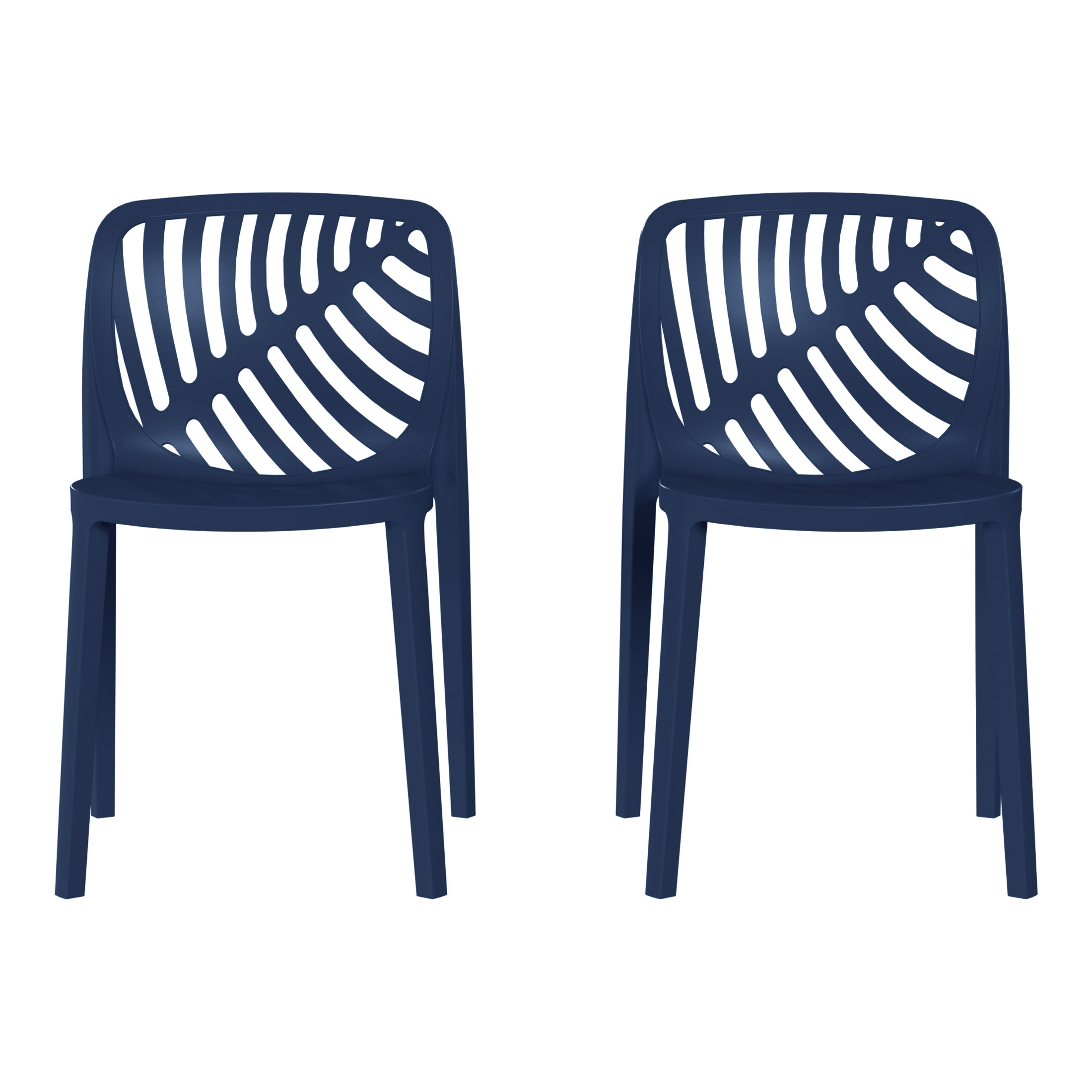 Playa Outdoor Modern Stackable Polypropylene Plastic Patio Bistro Dining Side Chairs (Set of 2)