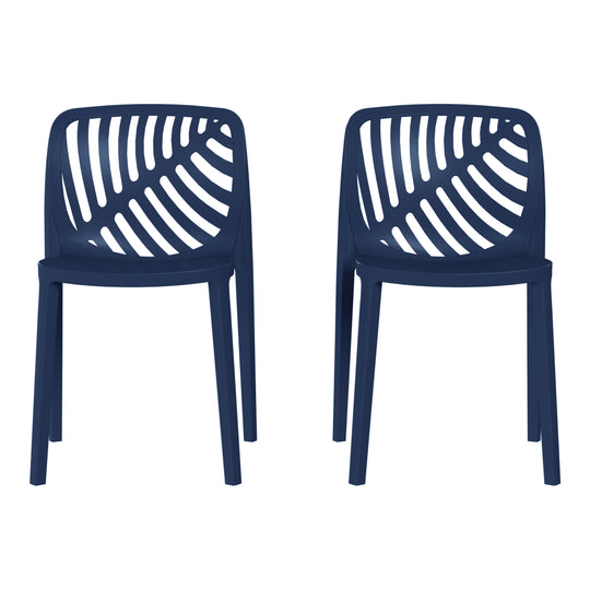 Playa Outdoor Modern Stackable Polypropylene Plastic Patio Bistro Dining Side Chairs (Set of 2)