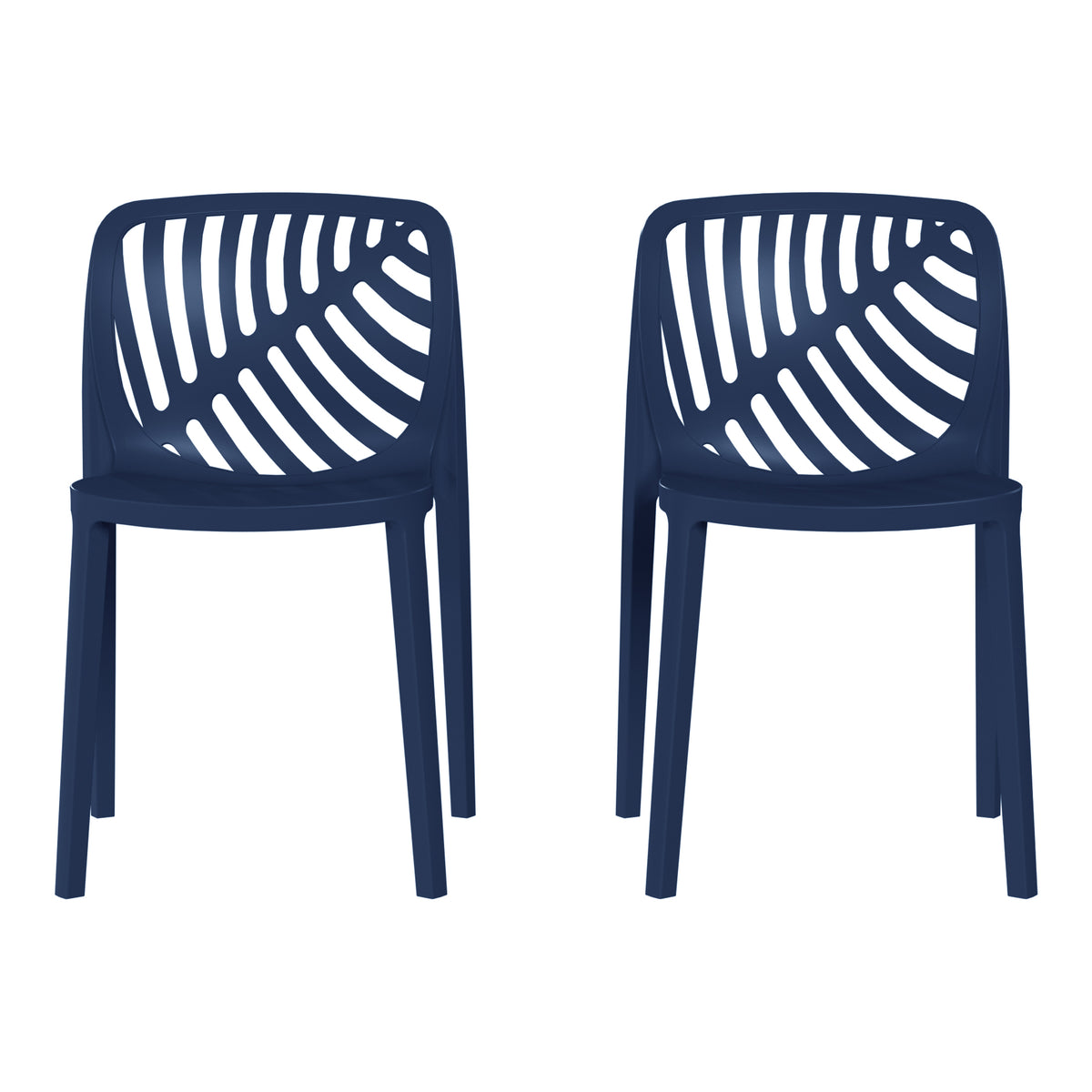 Playa Outdoor Modern Stackable Polypropylene Plastic Patio Bistro Dining Side Chairs (Set of 2)