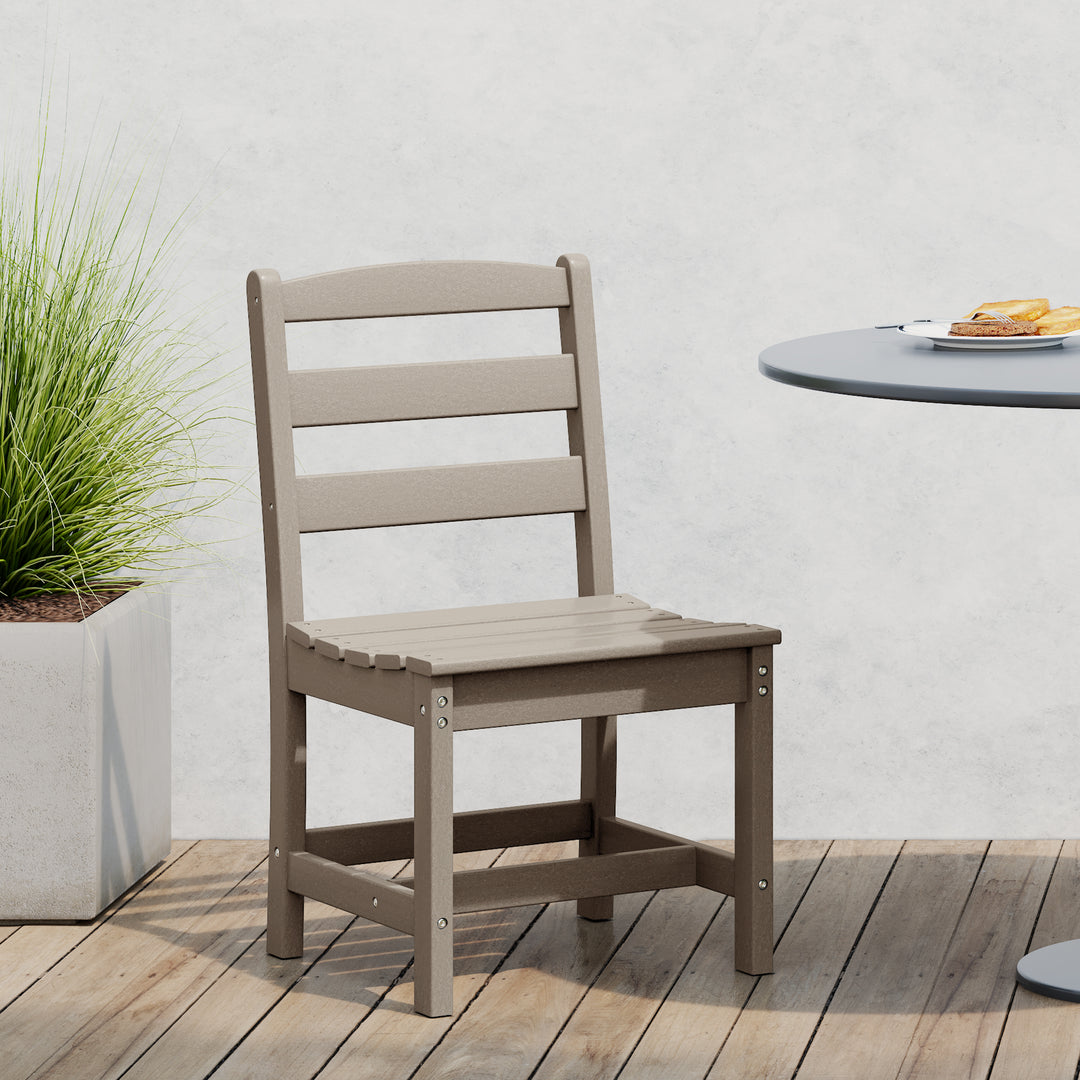 Ashore Outdoor HDPE Patio Classic Armless Dining Side Chair
