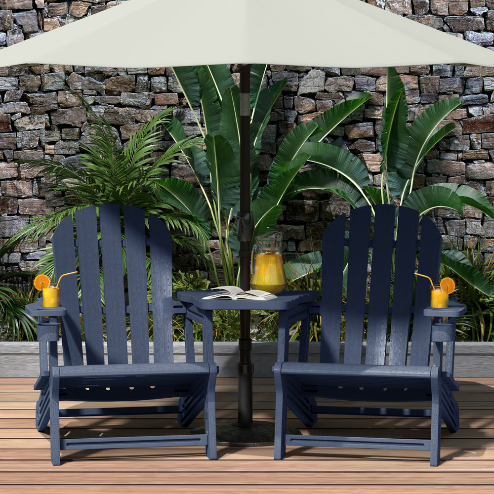 Azura Outdoor HDPE Adirondack Chairs With Connecting Table Tray (Set of 2)