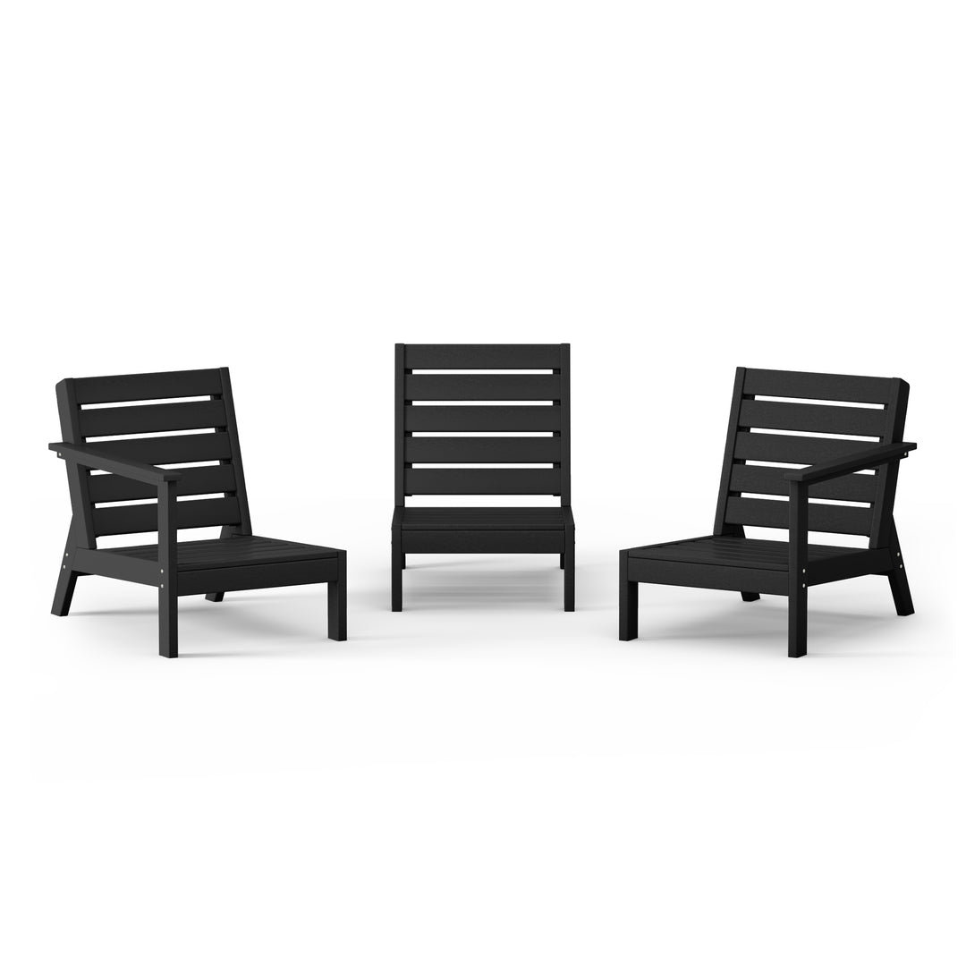 Avalon Outdoor Patio 3-Piece HDPE Deep Seating Sectional Sofa