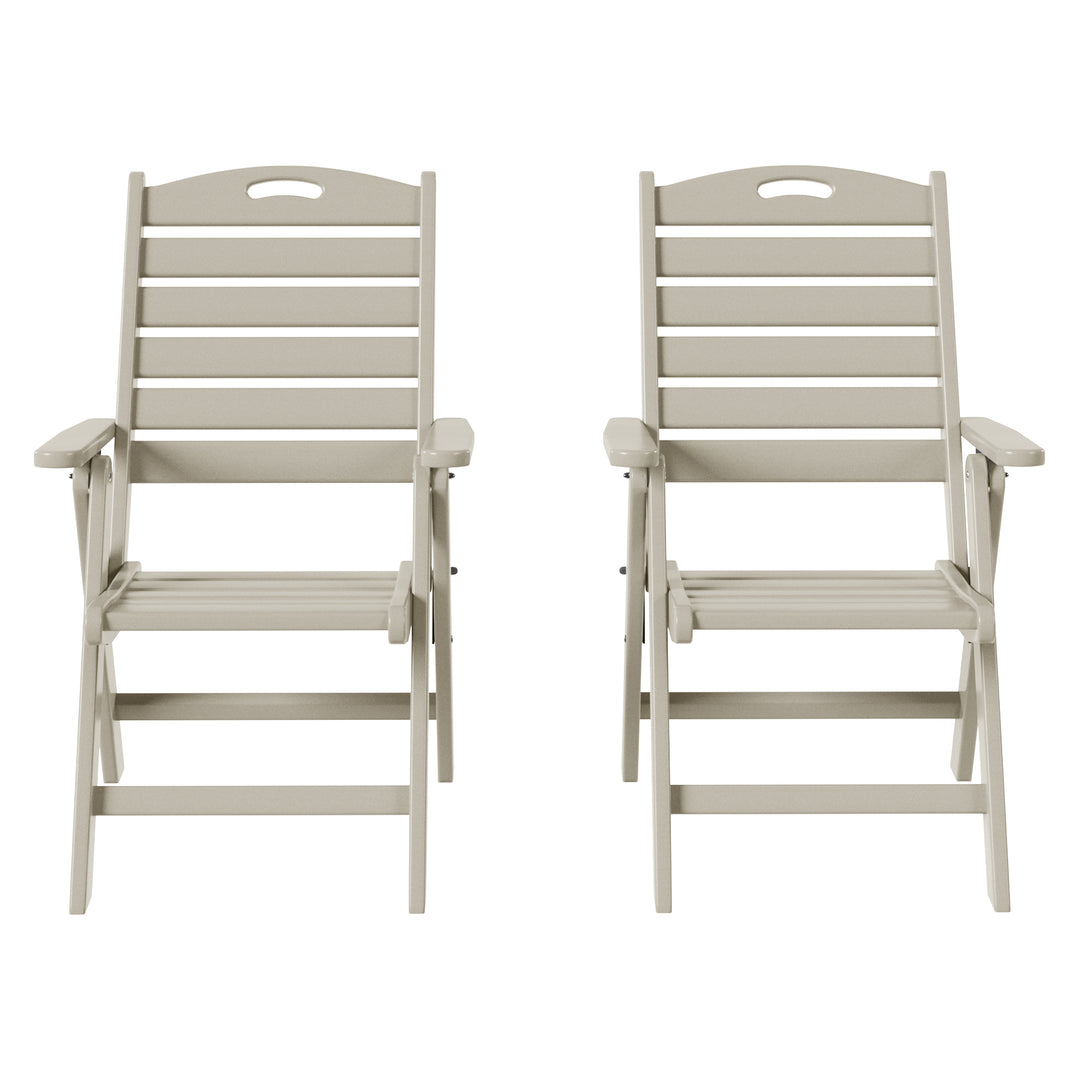 Azura HDPE Adjustable Highback Folding Outdoor Patio Dining Chairs Set of 2