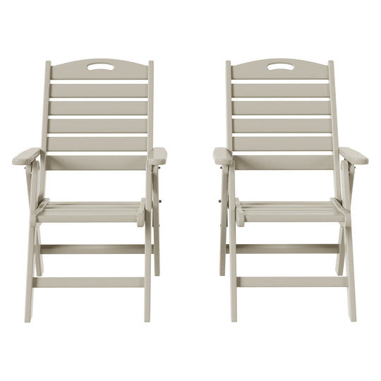 Azura HDPE Adjustable Highback Folding Outdoor Patio Dining Chairs Set of 2