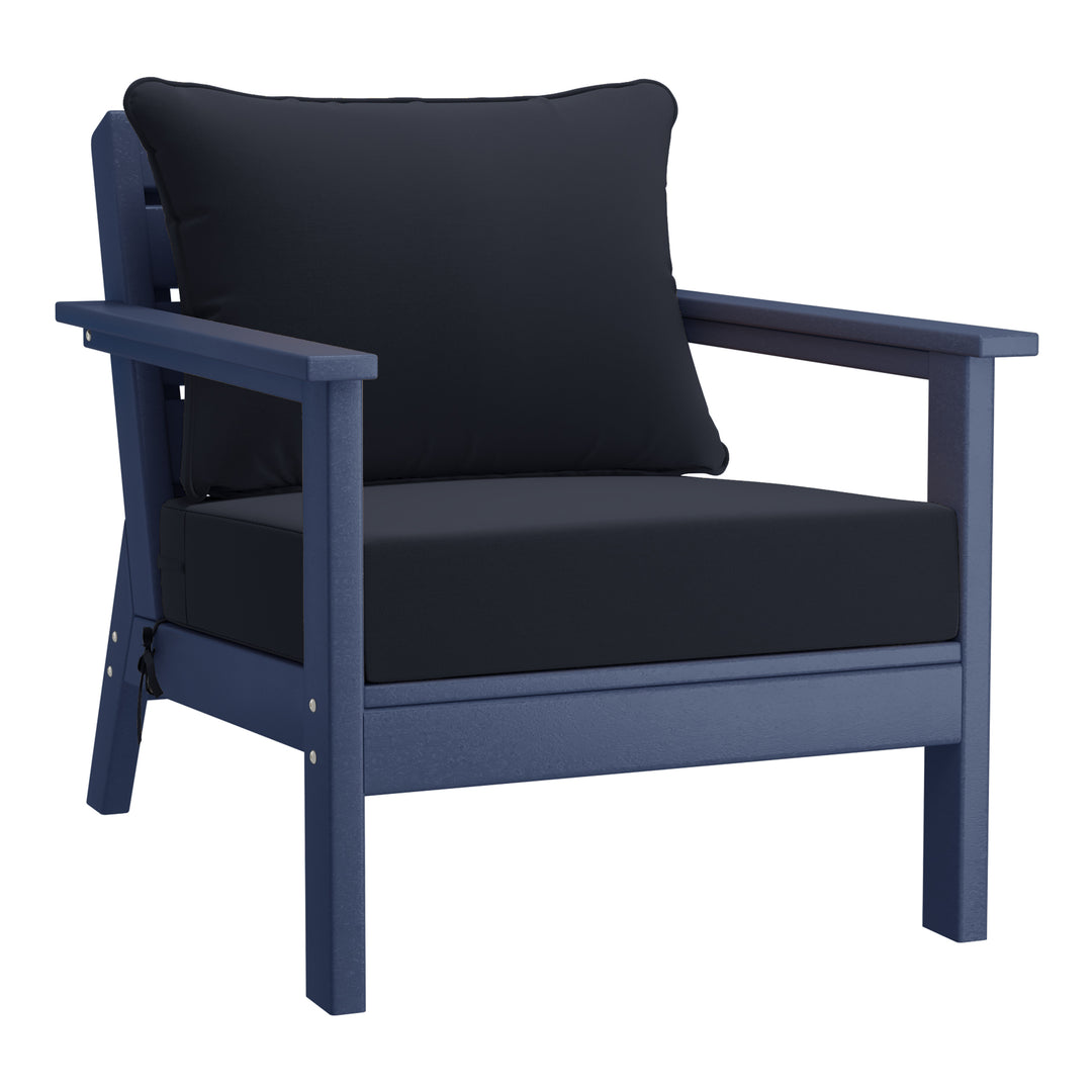 Avalon Outdoor Modern HDPE Patio Club Chairs with Deep Seat Cushions (Set of 2)