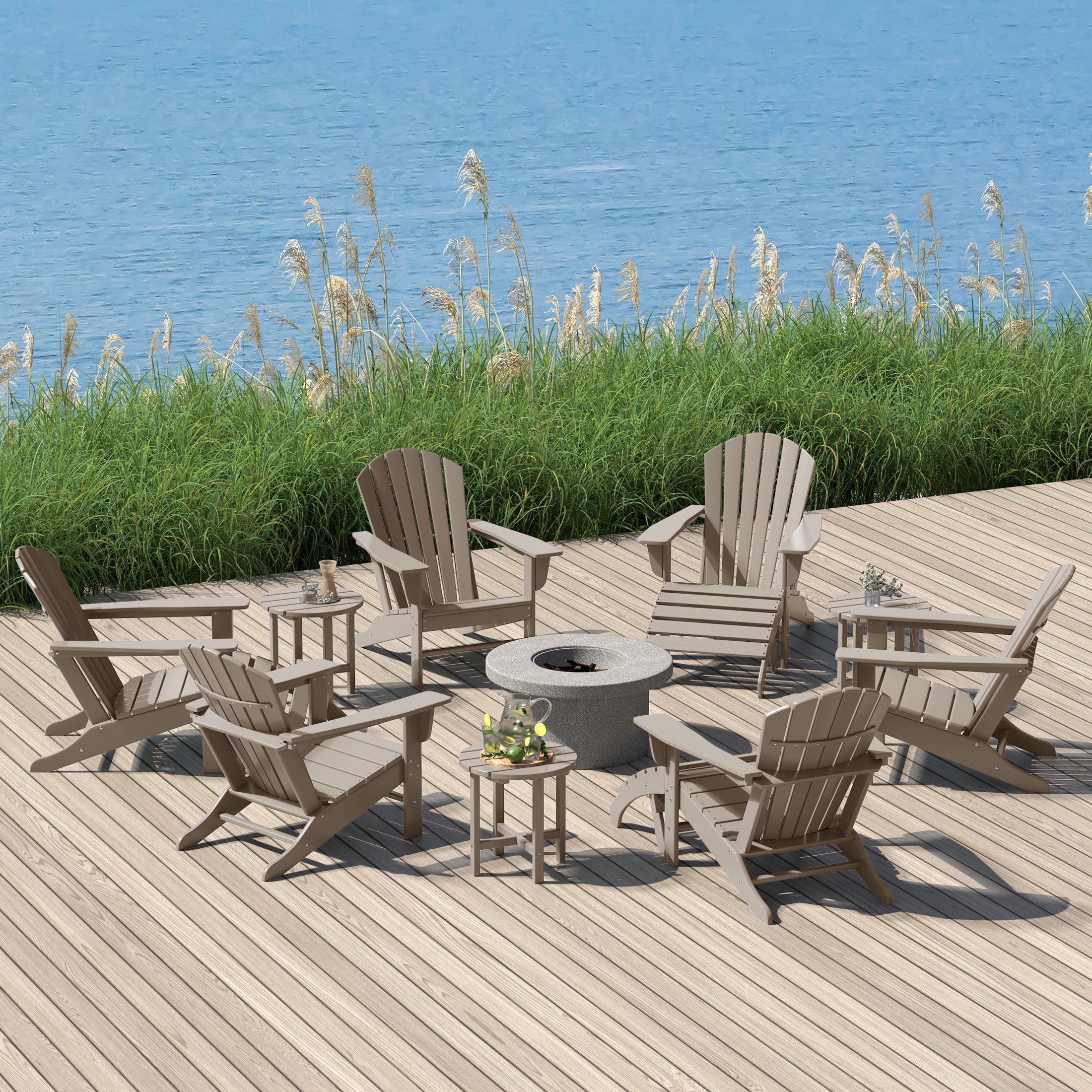 Dylan 12 Piece Outdoor Adirondack Chair With Ottoman And Side Table
