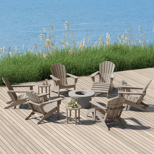 Dylan 12 Piece Outdoor Adirondack Chair With Ottoman And Side Table