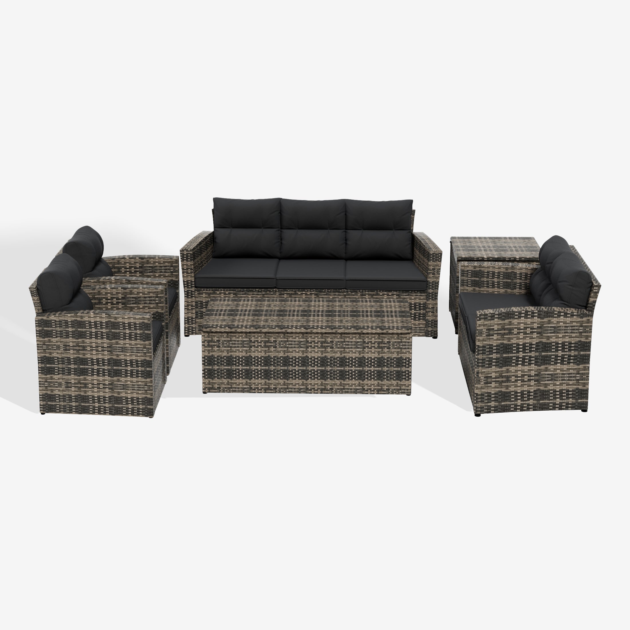 Helio 6-Piece PE Rattan Wicker Outdoor Patio Conversation Sofa Set