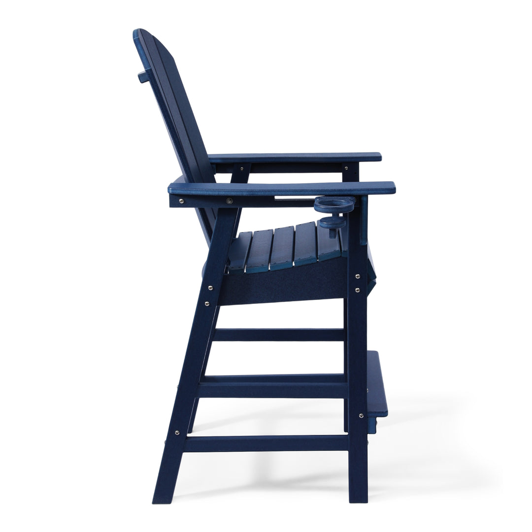 Malibu Outdoor HDPE Tall Adirondack Bar Height Chair With Cup Holder