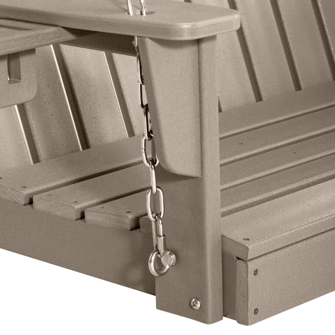 St. Augustine 4ft Outdoor HDPE Poly Farmhouse Hanging Porch Swing With Cup Holders