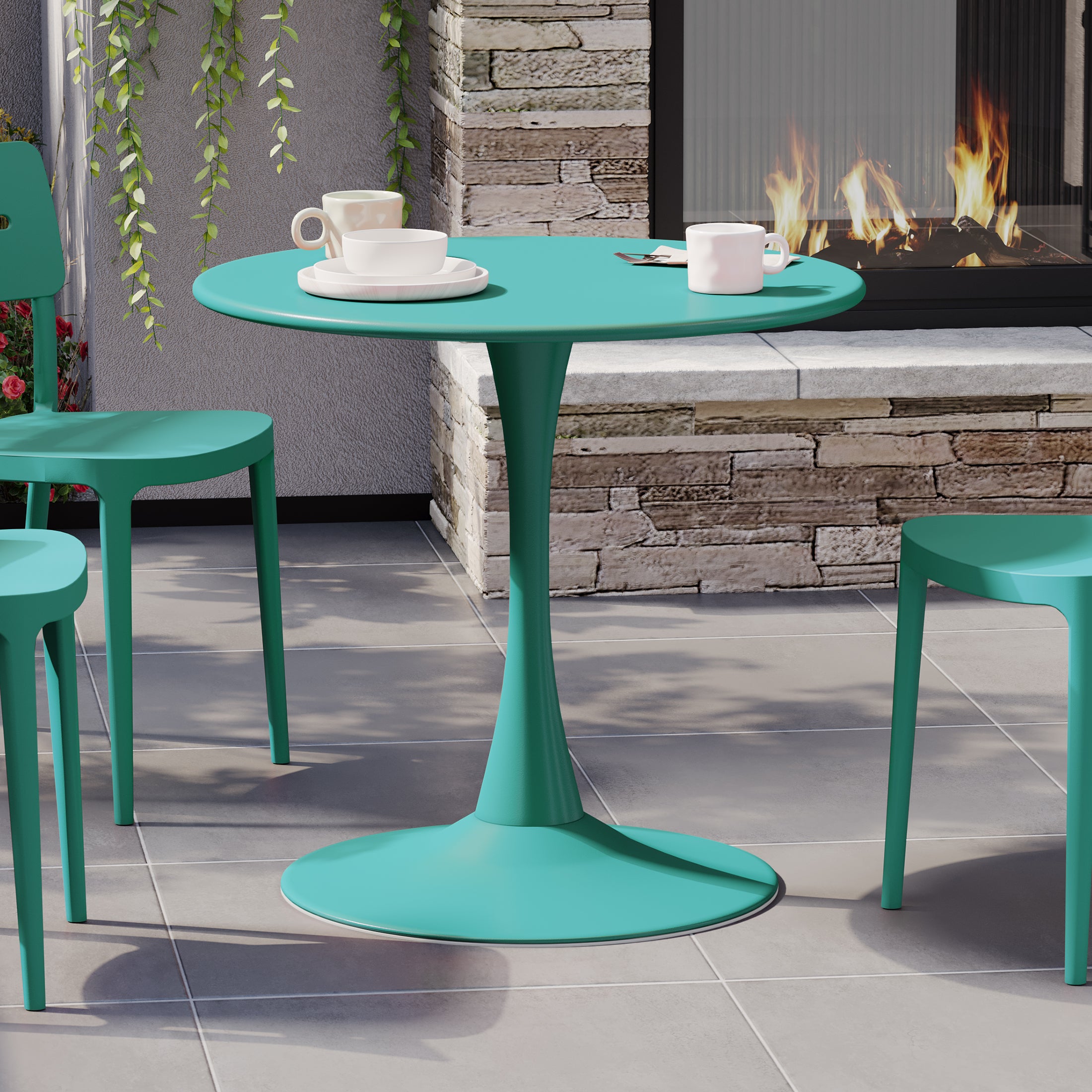 Playa 31.5" Round Outdoor Indoor Metal Cocktail Dining Table