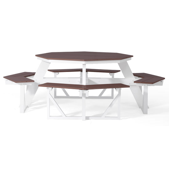 Outdoor 48" HDPE 8-Person Patio Octagon Picnic Table