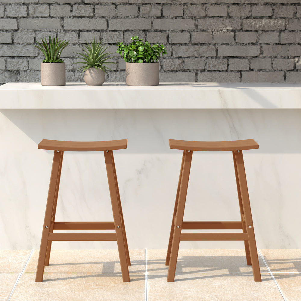 Malibu 2 piece set of 24" height Outdoor / Patio Saddle bar stools