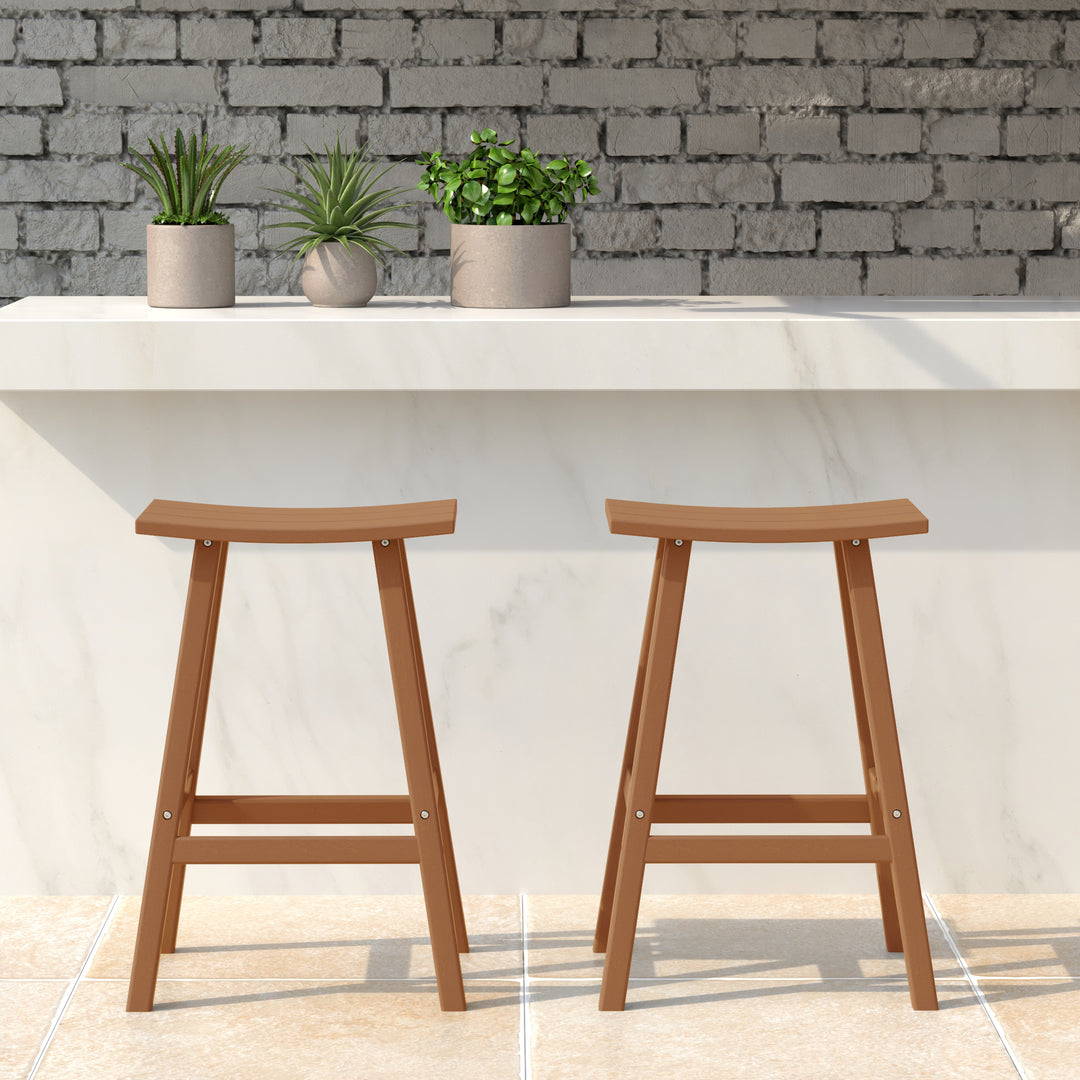 Malibu 2 piece set of 24" height Outdoor / Patio Saddle bar stools