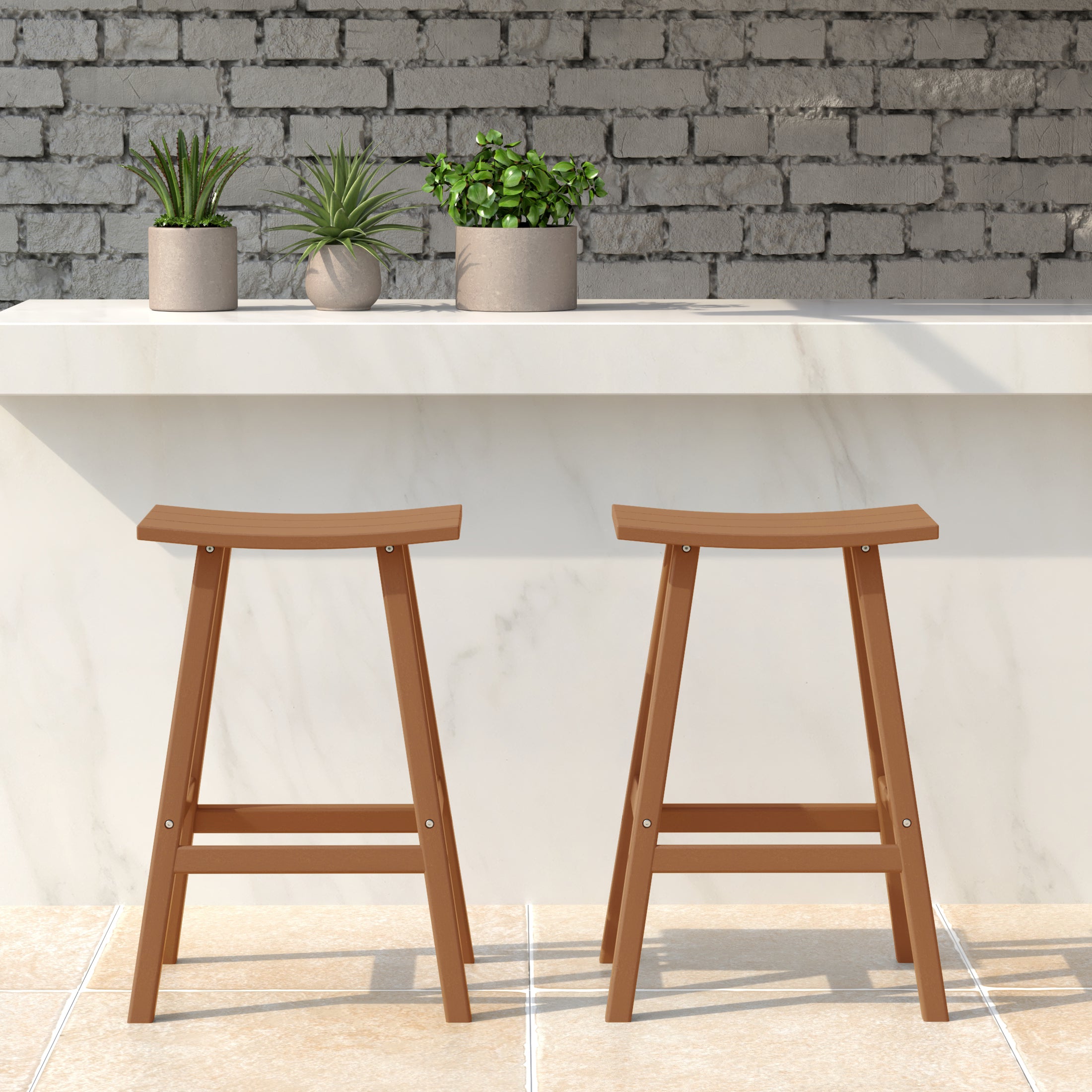 Malibu 24" HDPE Outdoor Patio Counter Height Bar Stools (Set of 2)