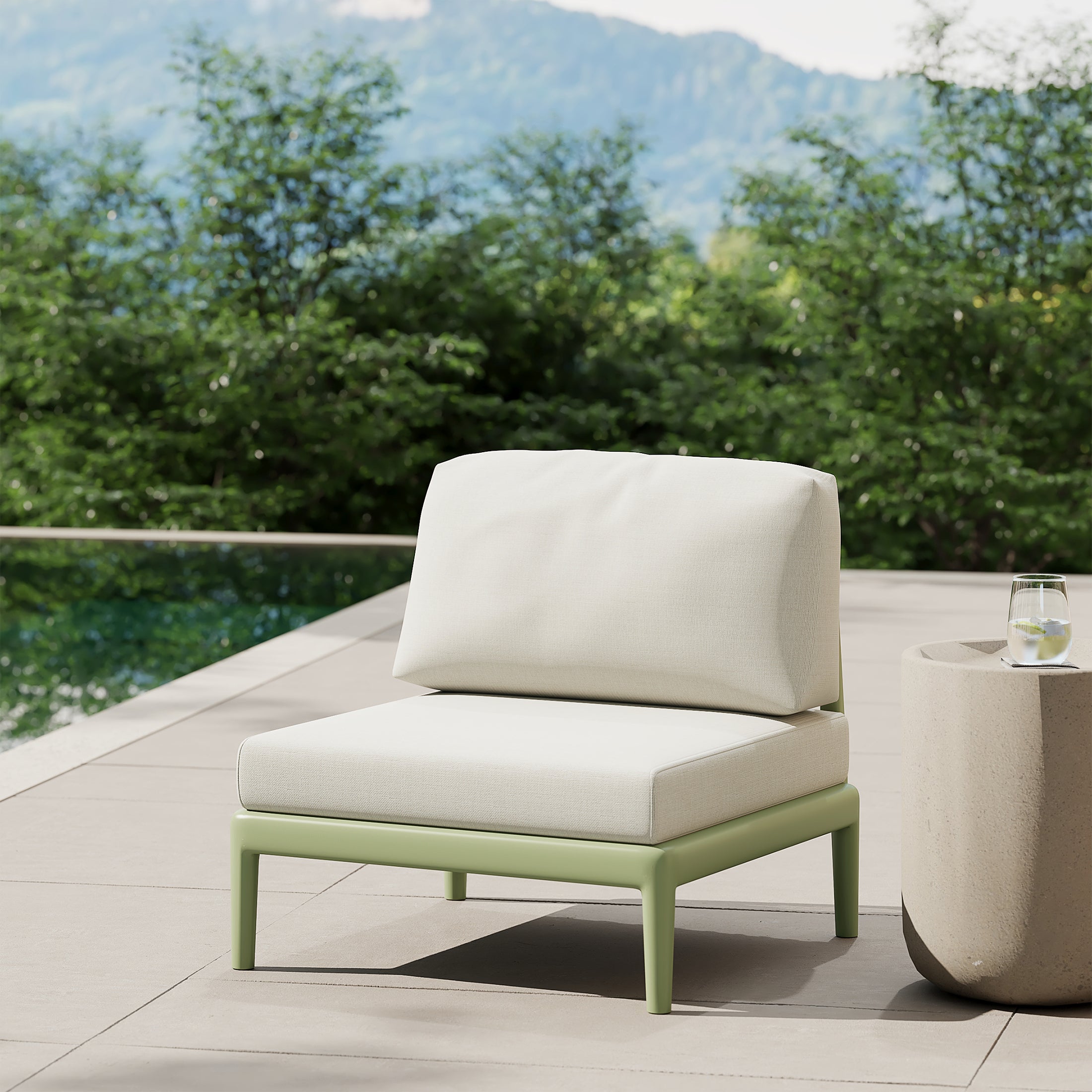 Playa Modern Outdoor Polypropylene Resin Deep Seating Armless Sectional