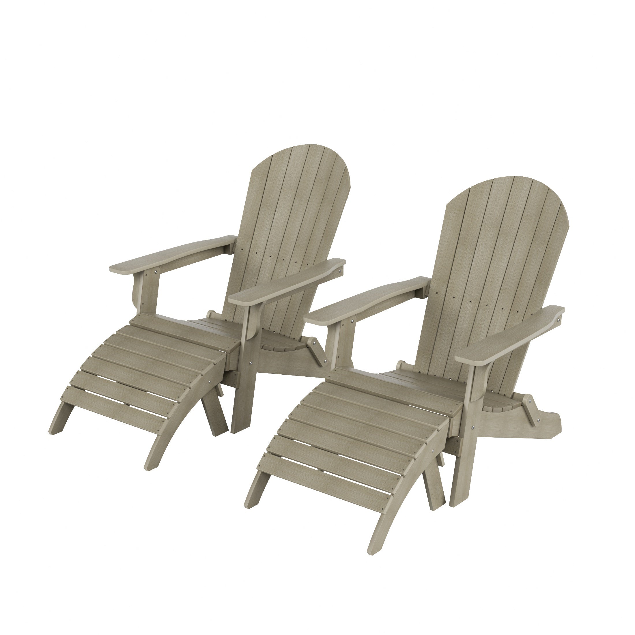 Tuscany 4-Piece HIPS Outdoor Folding Adirondack Seashell Chair With Folding Ottoman (Set of 2)