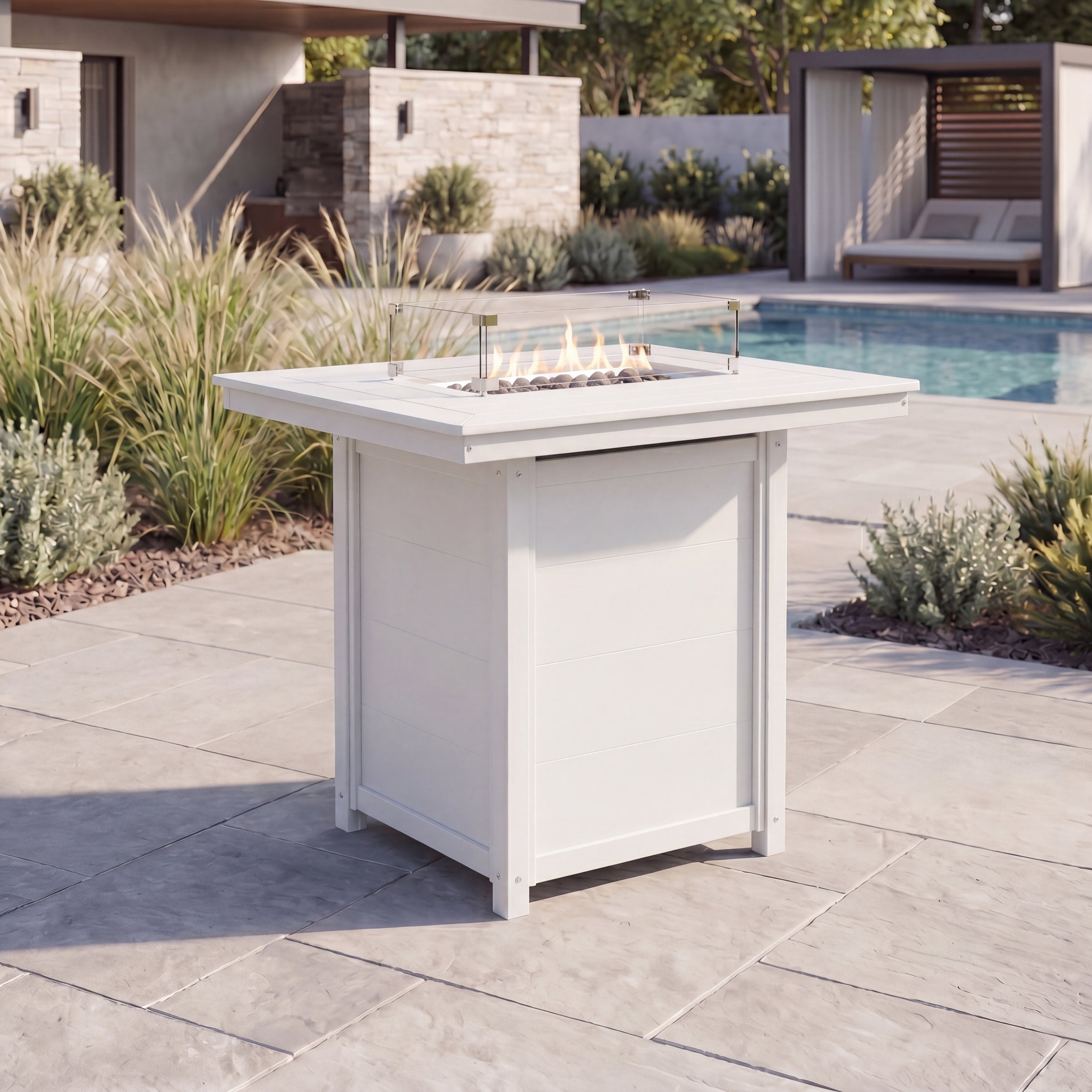 Helios 46" Modern Outdoor Patio Gas Propane Rectangle Fire Pit Table