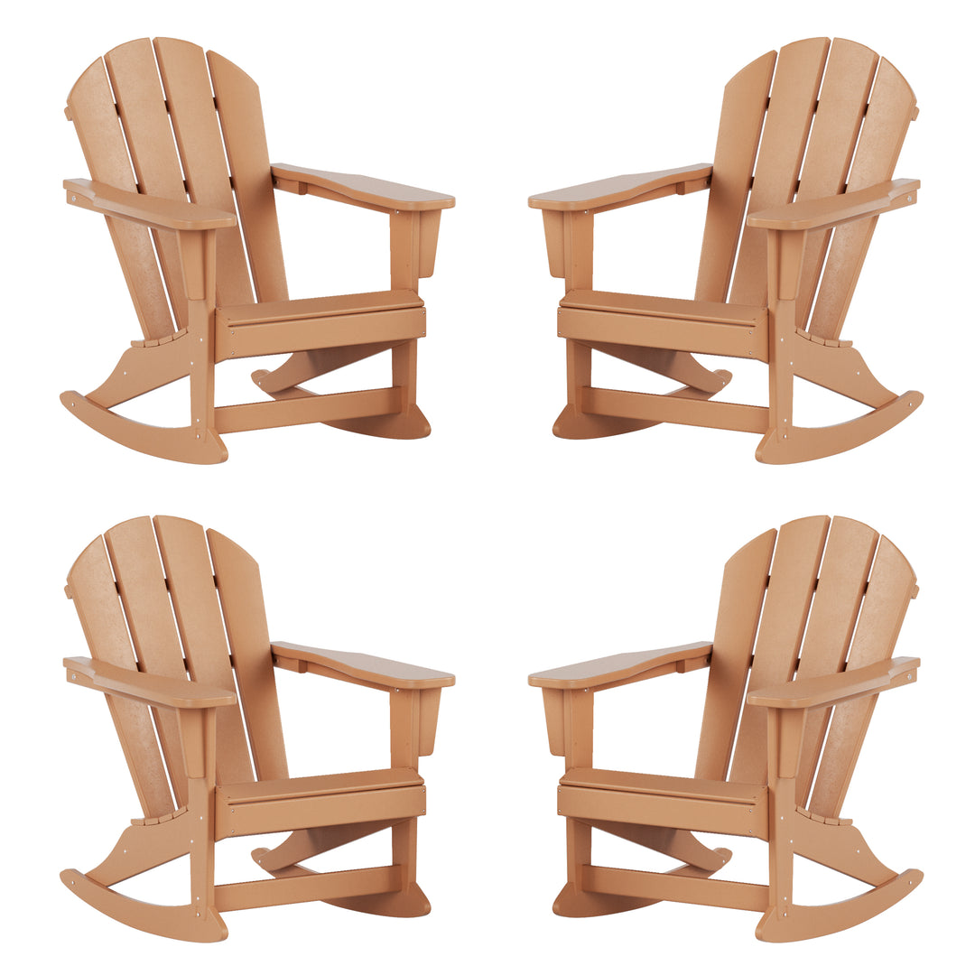 Malibu Outdoor Patio Porch Rocking Adirondack Chair (Set of 4)