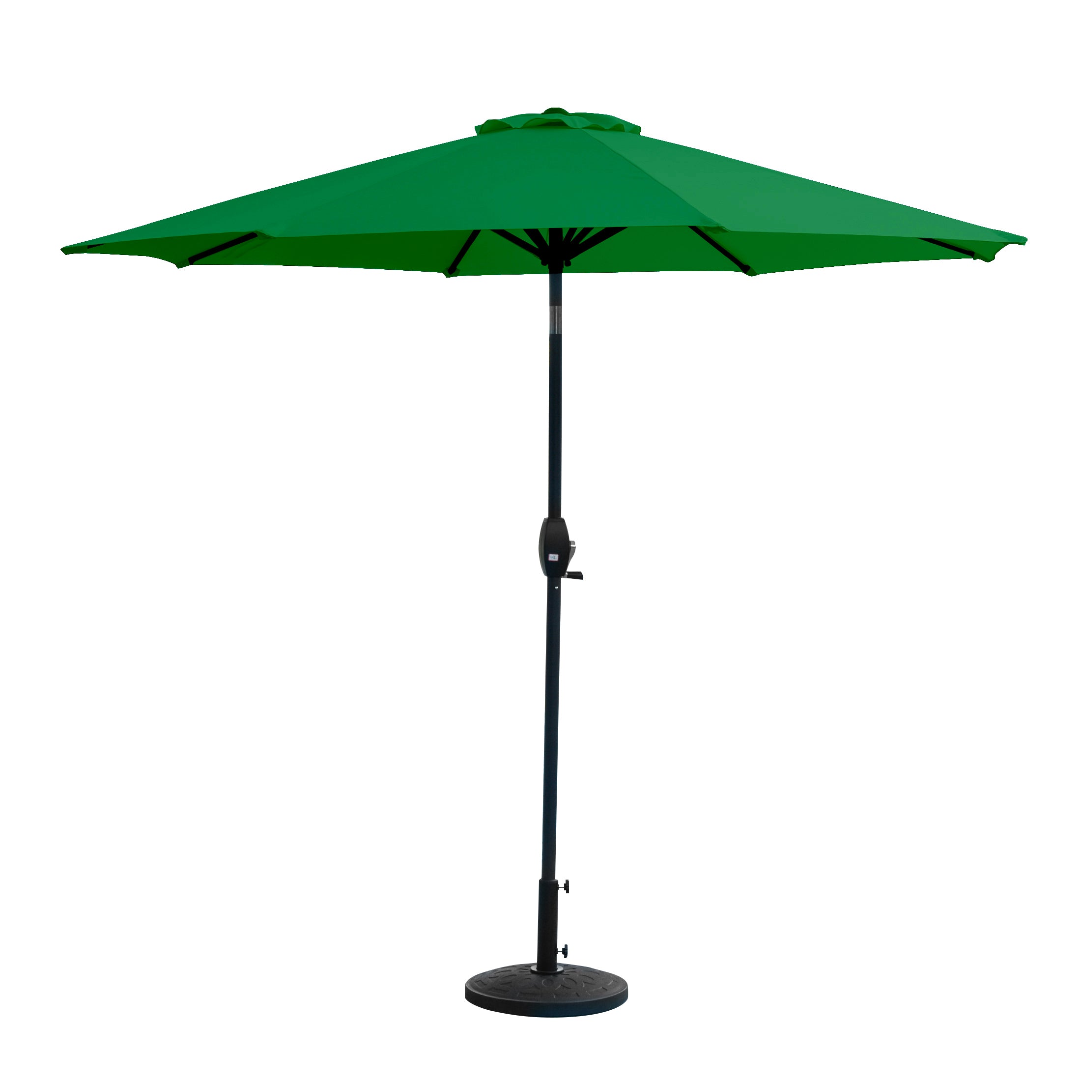 WestinTrends 9 ft Outdoor Patio Market Table Umbrella with Decorative Round Resin Base, Coffee