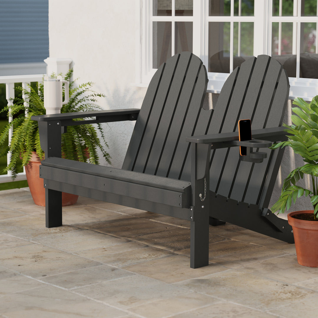 St. Augustine Outdoor Patio 49" HDPE Folding Adirondack Garden Bench