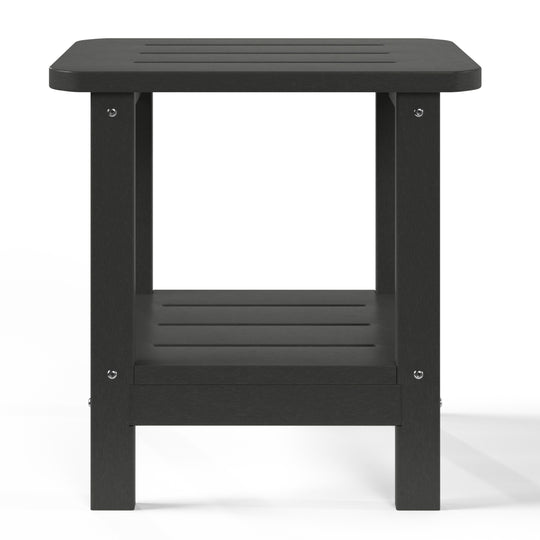 Aruba 2-Tier Outdoor HDPE Modern Adirondack Square Patio Side Table