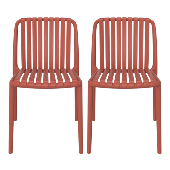 Playa Outdoor Stackable Polypropylene Plastic Dining Side Chairs (Set of 2)