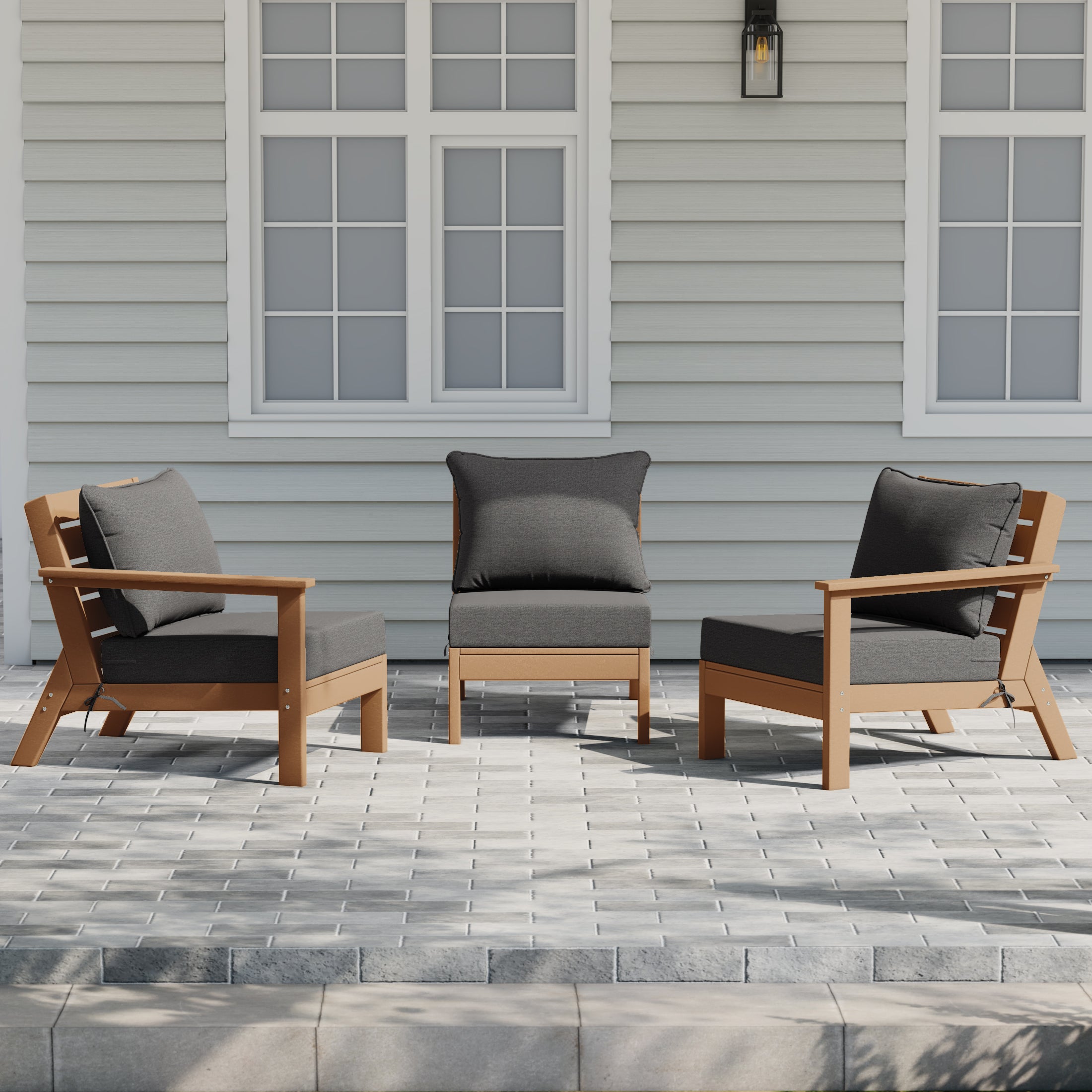 Avalon Outdoor Patio HDPE Sectional Sofa with Patio Cushions