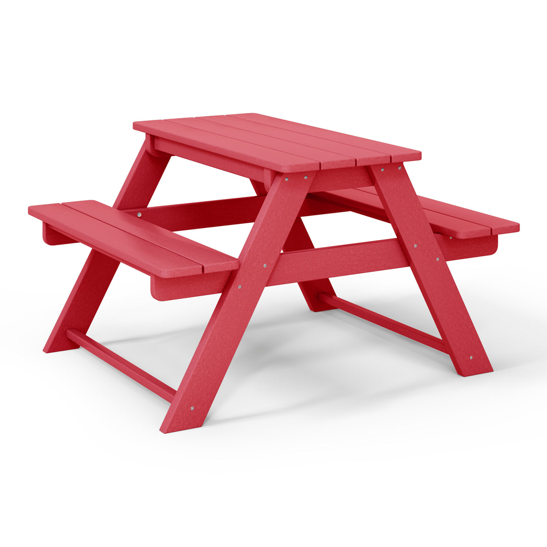 Malibu Outdoor Patio Kids HDPE Plastic Picnic Bench Table