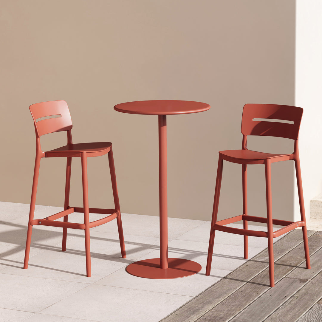 Playa 3-Piece Outdoor Adjustable Round Bar Height Patio Table Dining Set