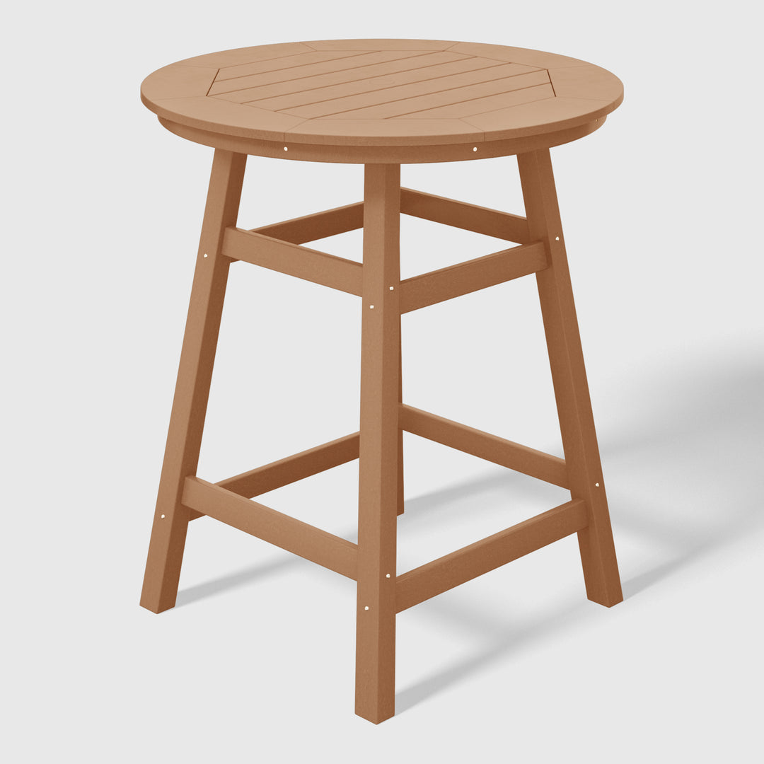 Malibu 5-Piece HDPE Outdoor Patio Dining Bar Bistro Table Set with Counter High Round Bar Stools