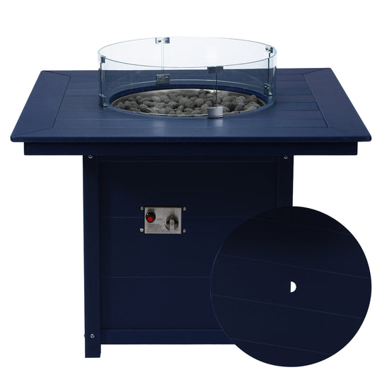 Helios Modern Outdoor Patio Propane 42" Square Fire Pit Table