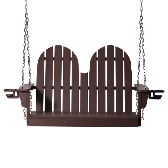 St. Augustine 4ft Outdoor HDPE Poly Farmhouse Hanging Porch Swing With Cup Holders