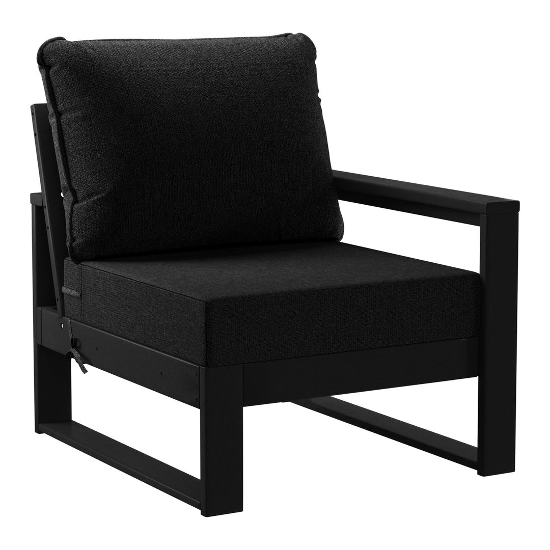 Montara 8-Piece Modern HDPE Outdoor Patio Furniture Conversation Set with Coffee Table and Ottomans