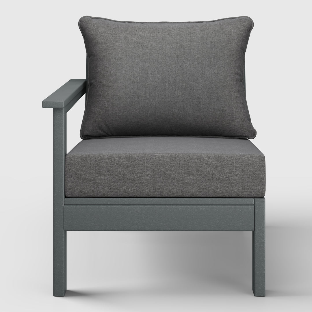 Avalon Outdoor Patio HDPE Left Arm Sectional Corner Club Chair with Patio Cushions