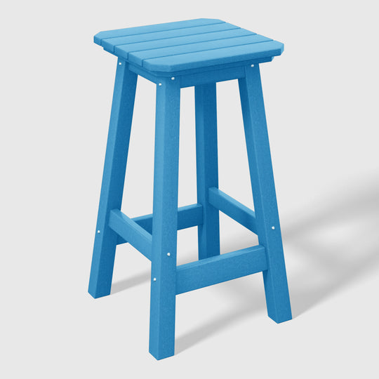 Malibu 24" HDPE Outdoor Patio Counter High Backless Square Bar Stool