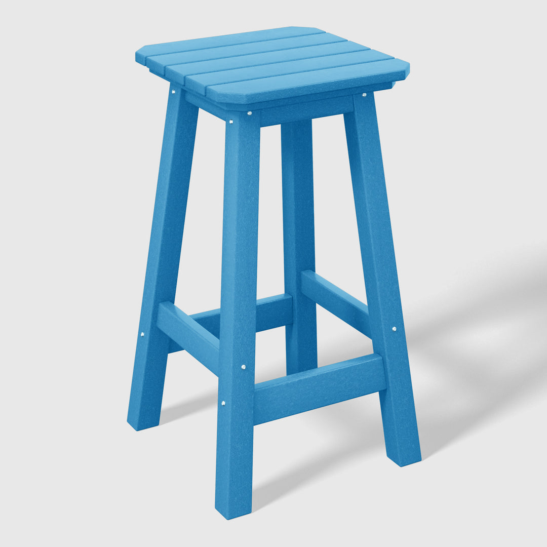 Malibu 24" HDPE Outdoor Patio Counter High Backless Square Bar Stools Set of Three