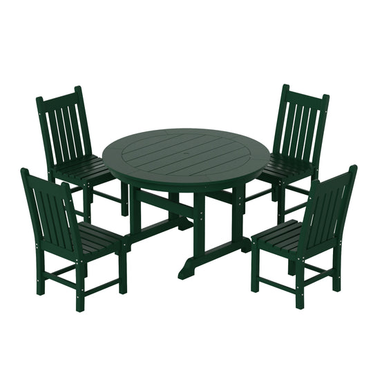 Malibu 5 Piece Outdoor Patio Dining Set Outdoor Round Table and Chair Set