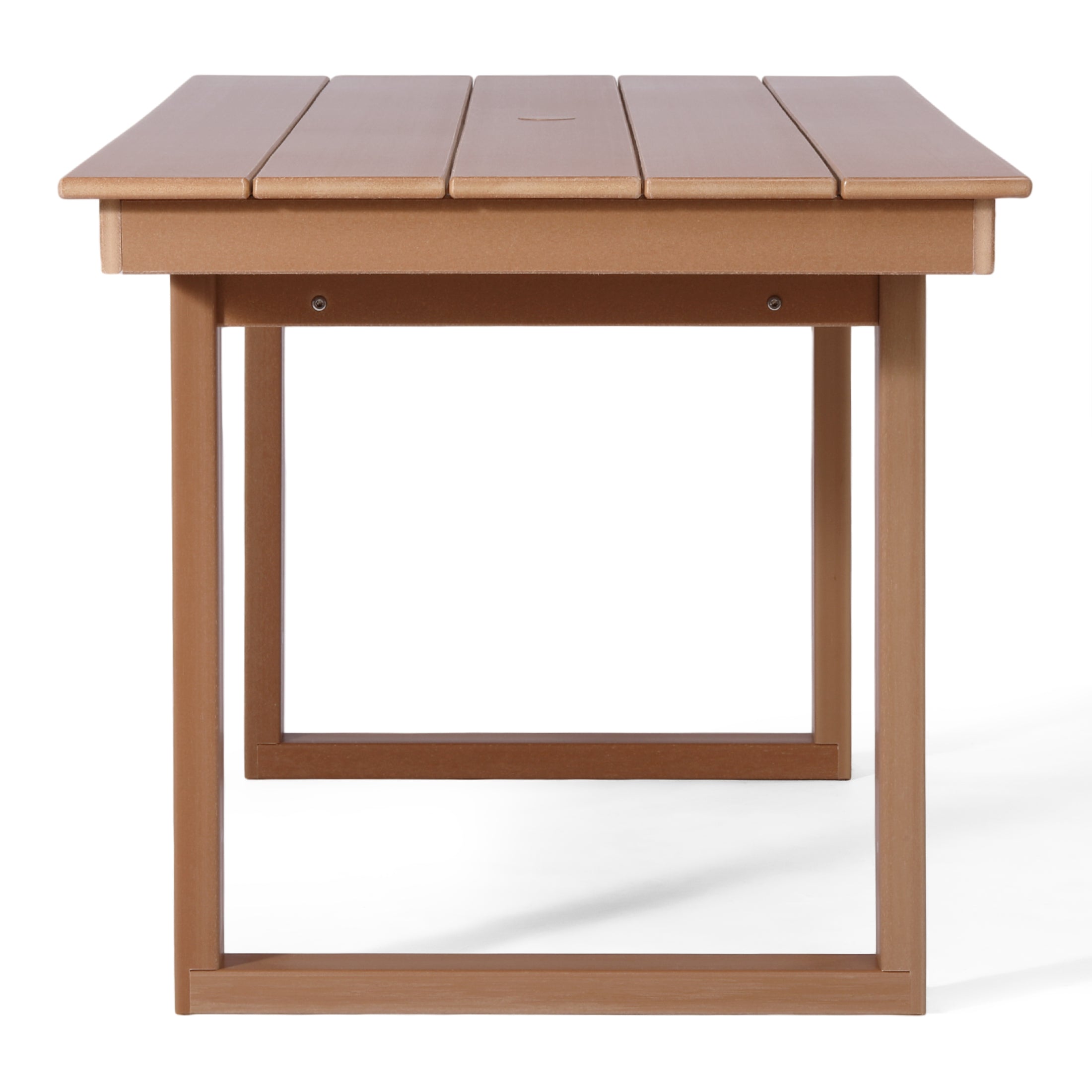 Paloma 68" Outdoor HDPE Modern Rectangular Patio Dining Table With Umbrella Hole