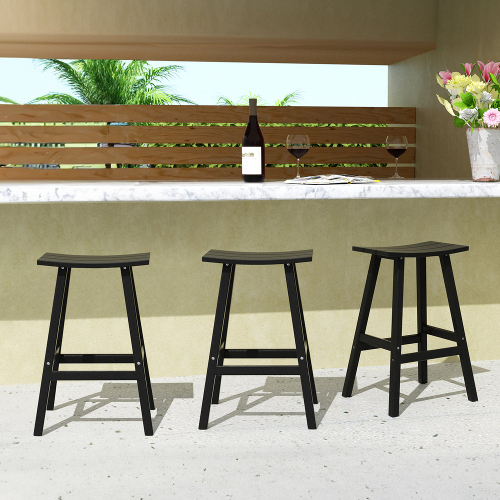 Malibu 29" HDPE Outdoor Patio Bar Height Bar Stools (Set of 3)